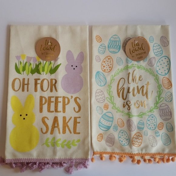Easter Bunny & Cheepin Tea Towel Set of 2 - Picture 1 of 4